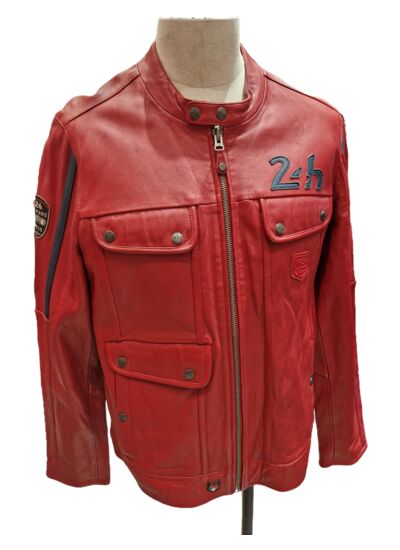 Blouson cuir 24 H Le Mans Lagache4 rouge
