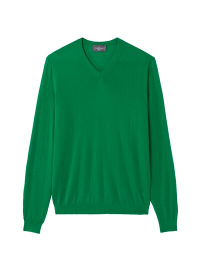 Pull col V ultrafin - Homme - VERT CAROUBY
