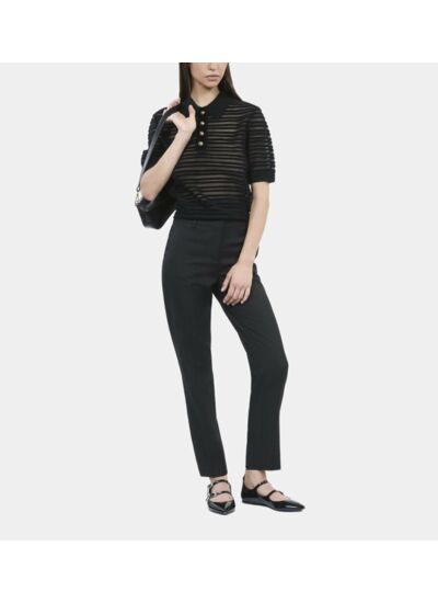 Polo En Maille Noire Femme