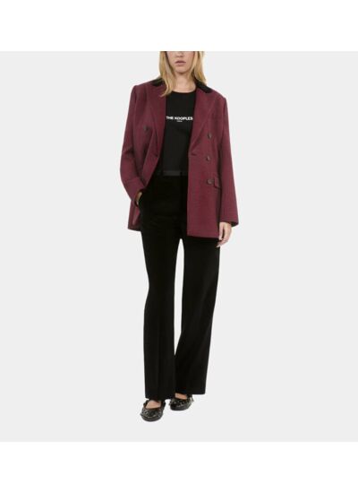 Pantalon Tailleur Droit En Velours Côtelé Noir Femme