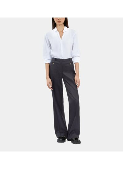 Pantalon Tailleur Bleu Marine Femme