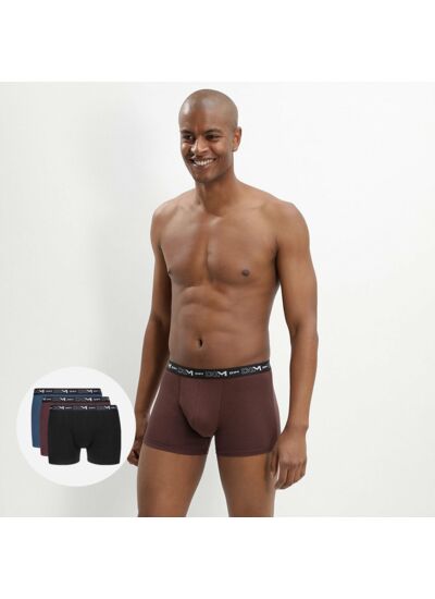Lot de 3 boxers homme ceinture graphique Noir Brun Fauve Coton Stretch