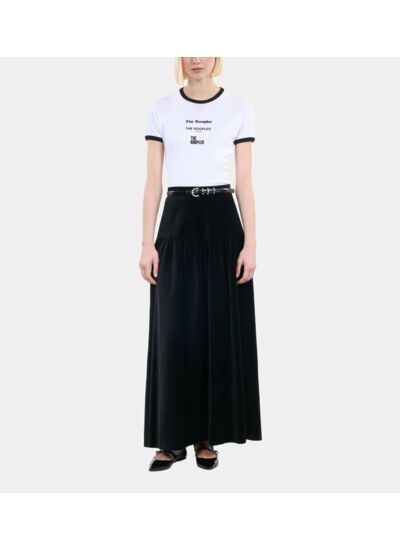 Jupe Longue En Velours Noir Femme