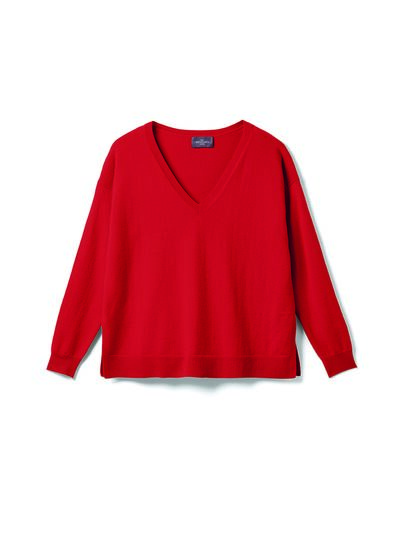 Pull col V ample fin - Femme - GARNET