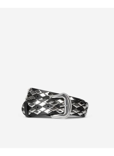 Ceinture En Cuir Noir Avec Clous