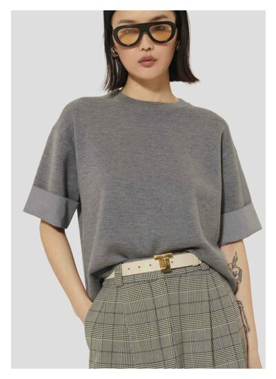 Pull Primer-Gris en Laine Merinos Extrafine