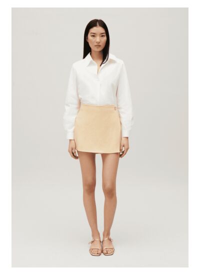 Jupe short portefeuille beige