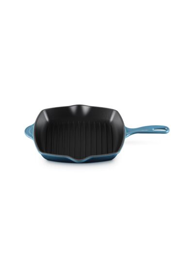Skillet gril carré 26cm en fonte émaillée bleu marine