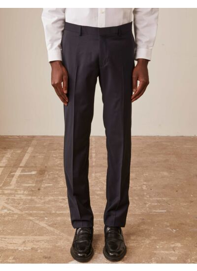 Pantalon de smoking fabrice en toile de laine super 100´s unie marine