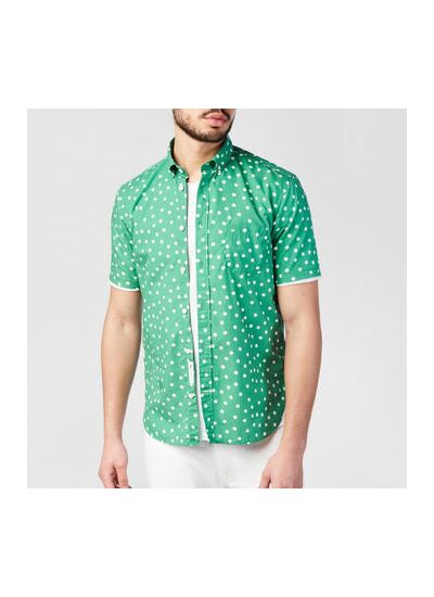 Chemise à pois manches courtes vert gazon