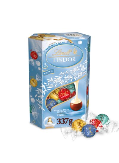 LINDOR CORNET ASSORTI CŒURS BLANC & LAIT 337G