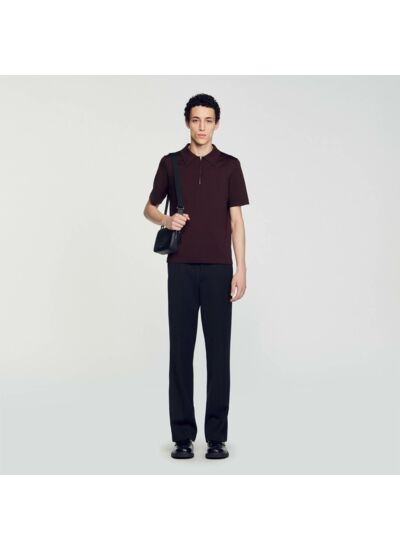 Polo en maille à col zippé