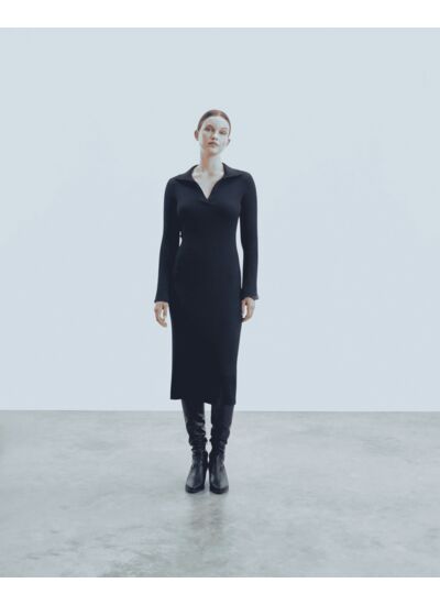 Robe Longue Manche Longue Col Polo