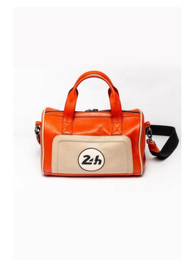 Sac Cuir 24H Le Mans femme Joey orange.écru