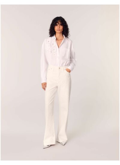 Chemise longue à fleurs brodées