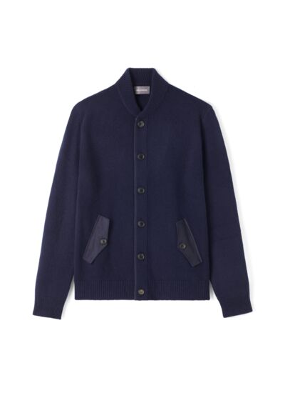 Teddy boutonné à poches ganses imitation daim - Homme - MARINE