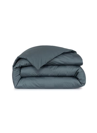 Desforges - Housse de couette en satin de coton gris, Damier