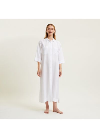 Laurence Tavernier - Robe Longue en popeline de viscose lin, Maldives