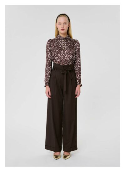 Pantalon Pia-Chocolat en Laine Vierge