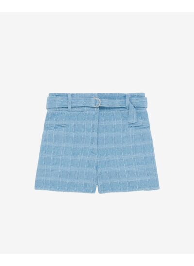 Short En Tweed Ceinturé Lurex Zaira