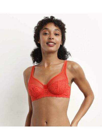 Soutien-gorge emboitant dentelle fleurs Rouge Generous Édition Limitée
