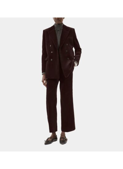 Veste Tailleur En Velours Côtelé Marron Femme