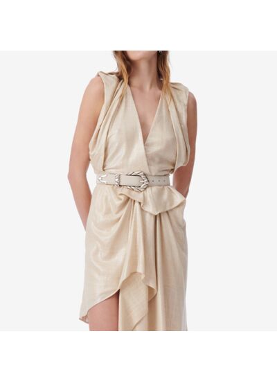 Robe Longue Col V Lin Lamé Cloven