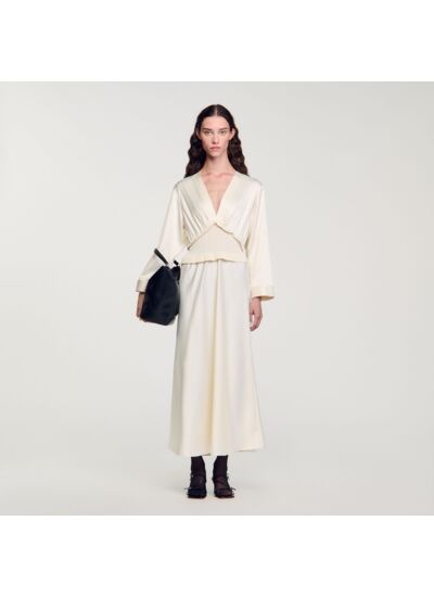 Robe longue satinée