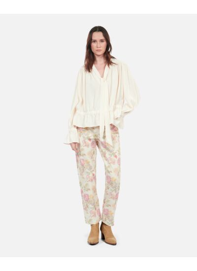 Top Écru Avec Fronces Femme