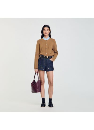 Cardigan 2 en 1 à col volanté
