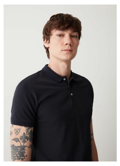 Polo en piqué de coton stretch