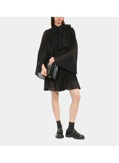 Robe Courte Plissée Noire Femme