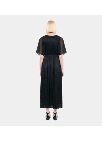 Robe Longue En Jersey Métallisé Noir Femme