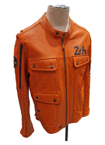 Blouson cuir 24 H Le Mans Lagache4 orange