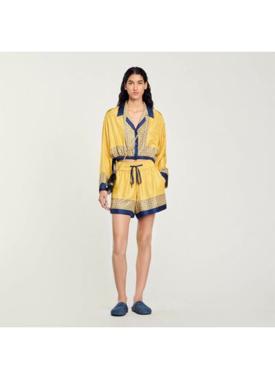 Short fluide en soie imprimée