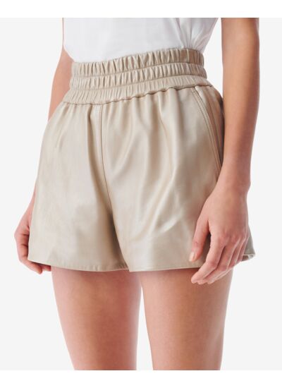 Short Taille Haute En Cuir Lamé Sultan