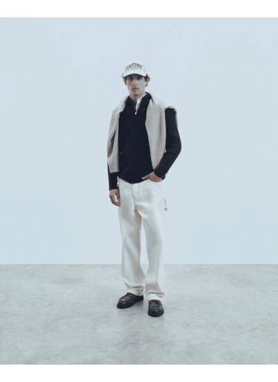 Pull Gilet à Cotes Zippé