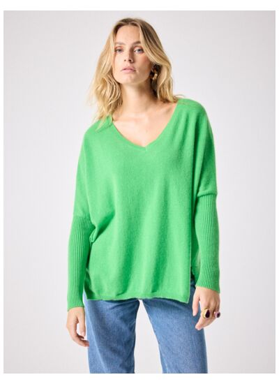 Pull poncho cachemire col V Faustine TREFLE