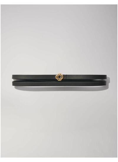Ceinture fine en cuir double tour