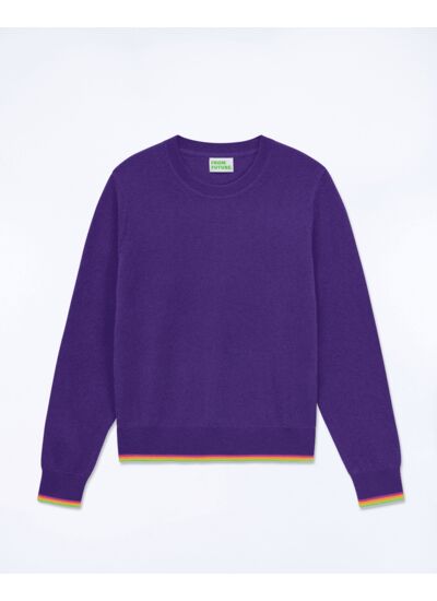 Pull Col Rond Bas Liseret Multicolore