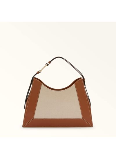 FURLA NUVOLA L HOBO - VITELLO ROMA+TESSUTO CANVAS