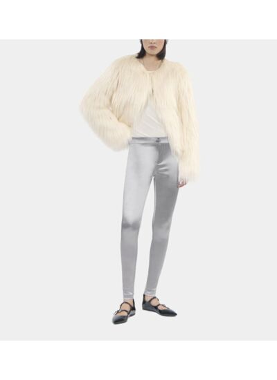 Legging Satiné Argenté Femme