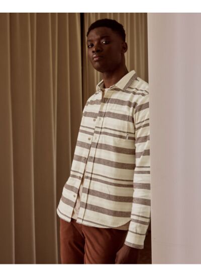 Chemise écrue & marron