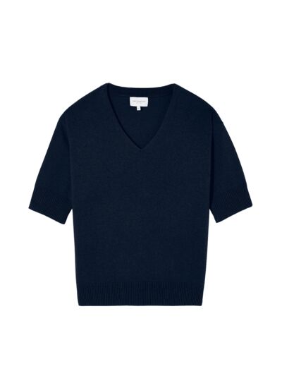 Maxi pull V manches courtes contemporain - Femme - MARINE