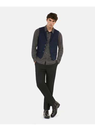 Gilet En Laine Mélangée Bleu Marine Homme