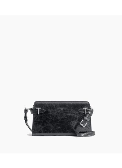 Petit sac bandoulière Emilie en cuir froissé