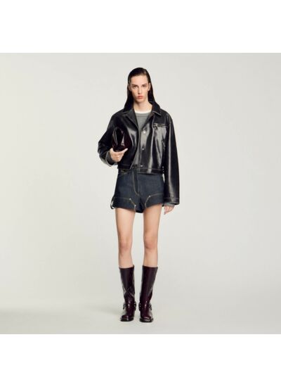 Blouson en cuir vieilli