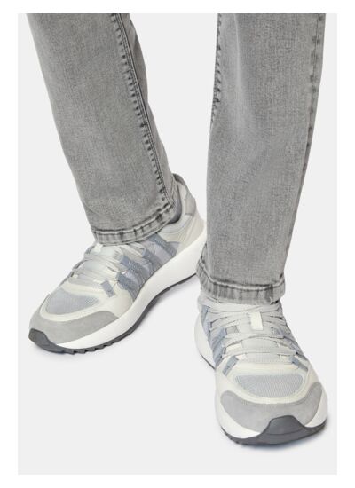 Sneakers En Tissu Technique Et Cuir