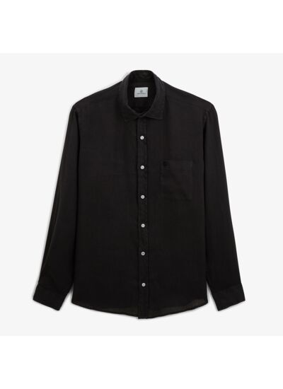 Chemise regular en lin noir