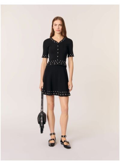 Cardigan court à œillets